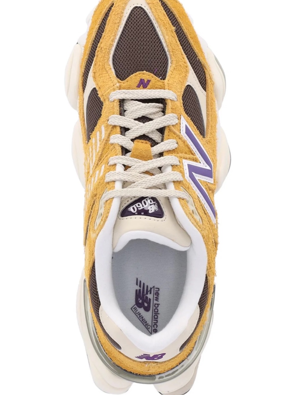 New Balance 9060 Men’s Mustard Yellow & Purple Suede-Trim Sneakers